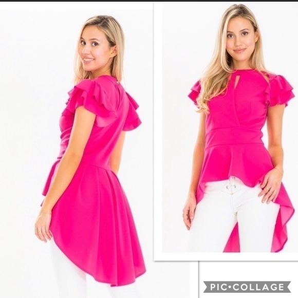 Hot Pink! Hot Pink High Low Top - Picture 2 of 3